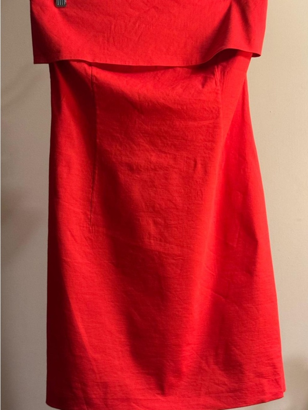 Theory Women’s Red Grenadine Foldover Strapless Dress Size 10 viscose/linen NWT
